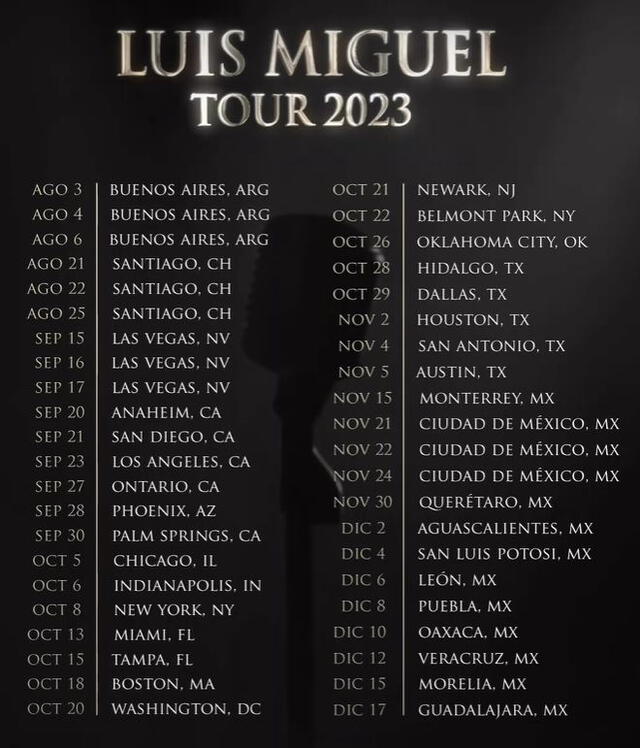  Luis Miguel realizará 43 conciertos en Latinoamérica y Estados Unidos. Foto: Luis Miguel/Instagram    