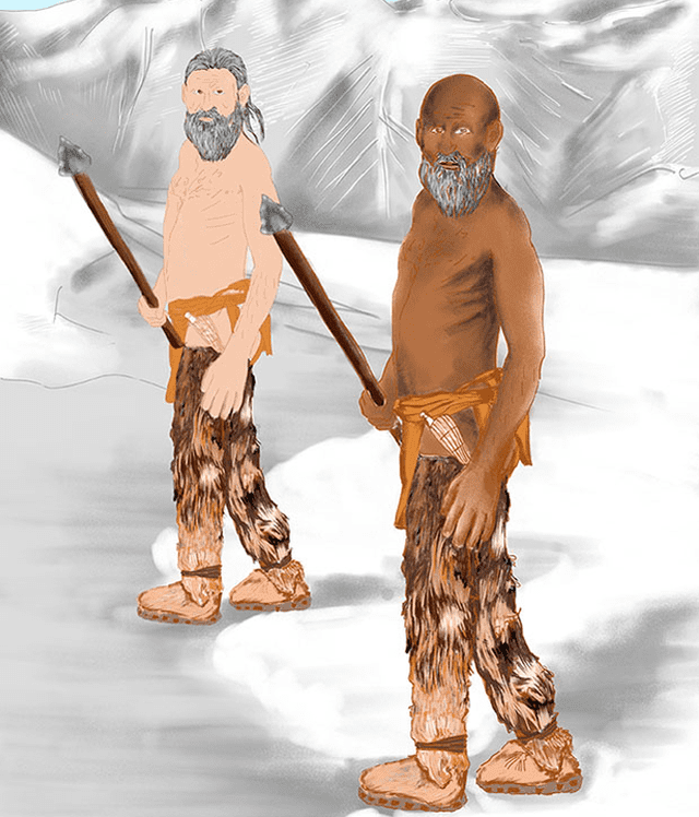 Ilustración de las dos apariencias de Ötzi. Foto: MPI-EVA Leipzig   