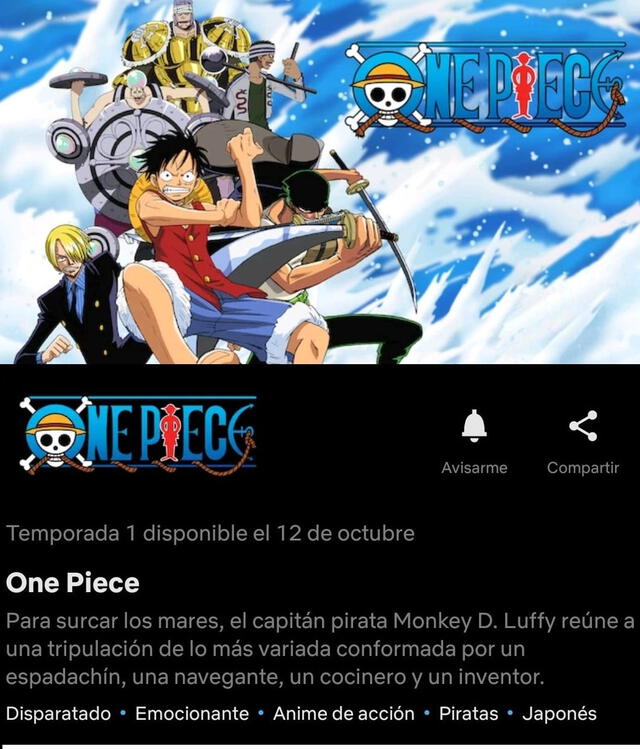 One Piece estará disponible a partir del 12 de octubre en el servicio de streaming -Crédito: Netflix
