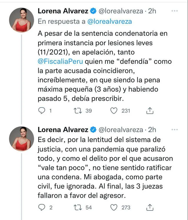 Lorena Álvarez expresa su molestia tras fallo del Poder Judicial.