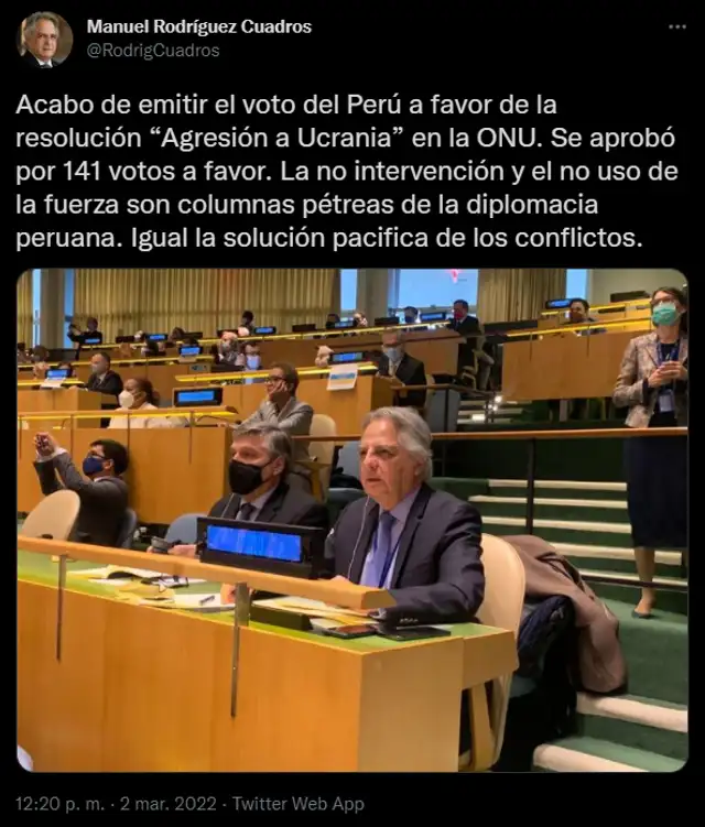 Tuit de Manuel Rodríguez Cuadros. Foto: captura Tuit de Manuel Rodríguez Cuadros. Foto: captura