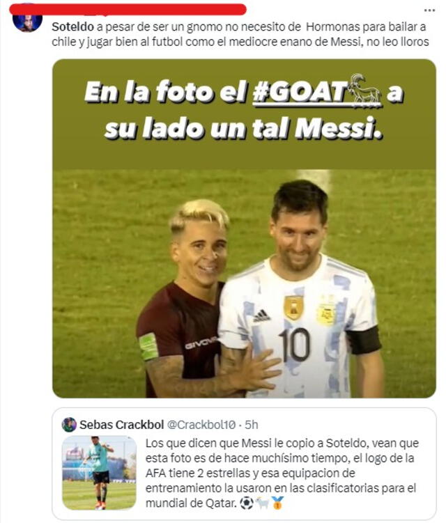 Tuit sobre Soteldo y Messi. Foto: captura X   