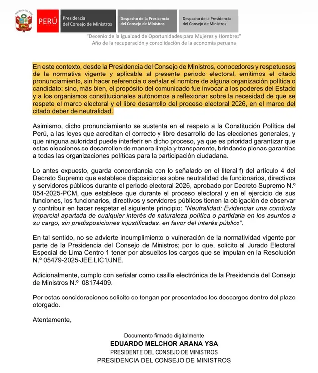 Eduardo Arana niega infracción electoral. Foto: x/DiegoCasimiro Eduardo Arana niega infracción electoral. Foto: x/DiegoCasimiro