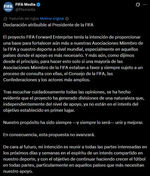 Comunicado de la FIFA