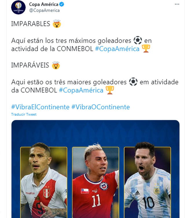 Publicación de la Conmebol en Twitter.