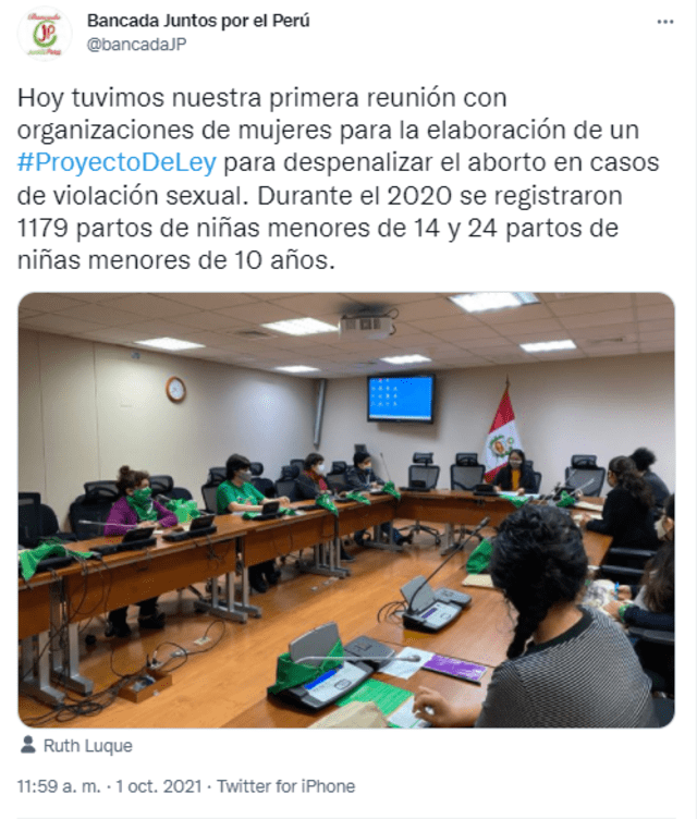Tweet bancada Juntos por el Perú. Foto: captura Twitter