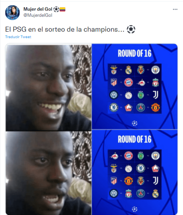 Divertidas imágenes a raíz de nuevo sorteo realizado por la Champions League. Foto: captura de Twitter Divertidas imágenes a raíz de nuevo sorteo realizado por la Champions League. Foto: captura de Twitter