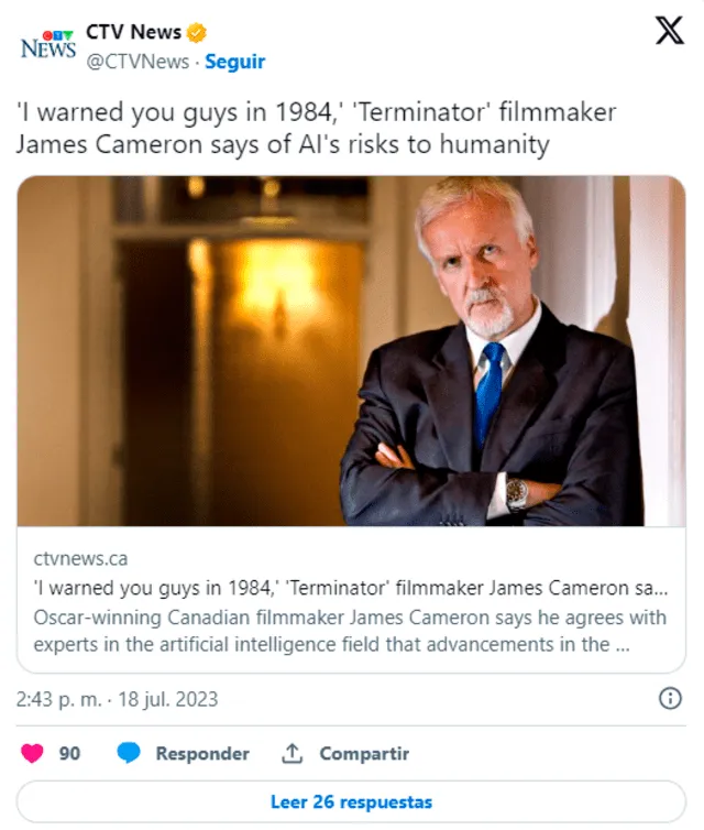 <strong>Declaraciones de la entrevista de James Cameron. Imagen: Twitter</strong> 