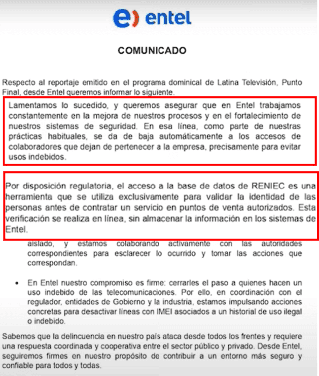 Entel, entel, Reniec, entel denuncia, extrabajador de entel denuncia a la empresa 