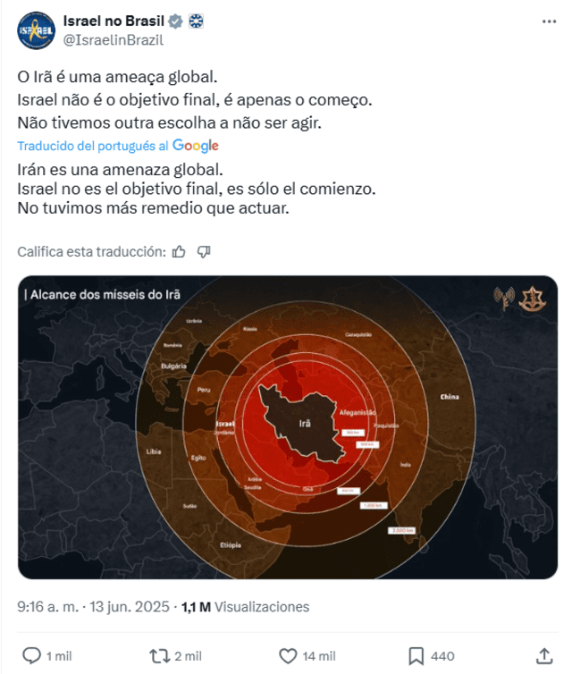  La embajada de Israel en Brasil colocó el nombre de Perú en la ubicación de Turquía. Foto: X.   