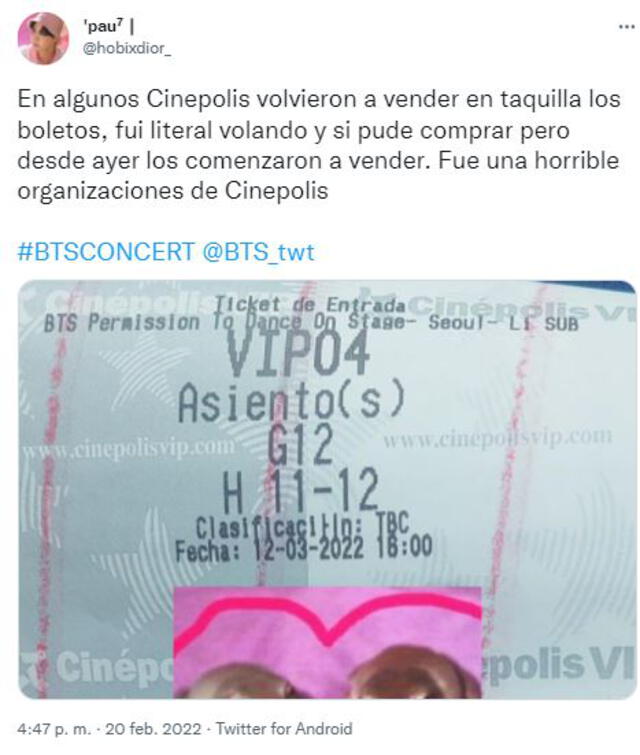 Reacciones a la preventa de la proyección en cines de México, del concierto de BTS. Foto: Twitter