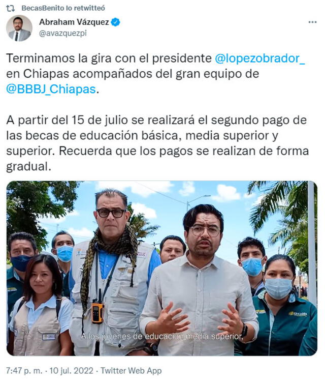 Anuncio de Abraham Vásquez, presidente de la CNBBBJ