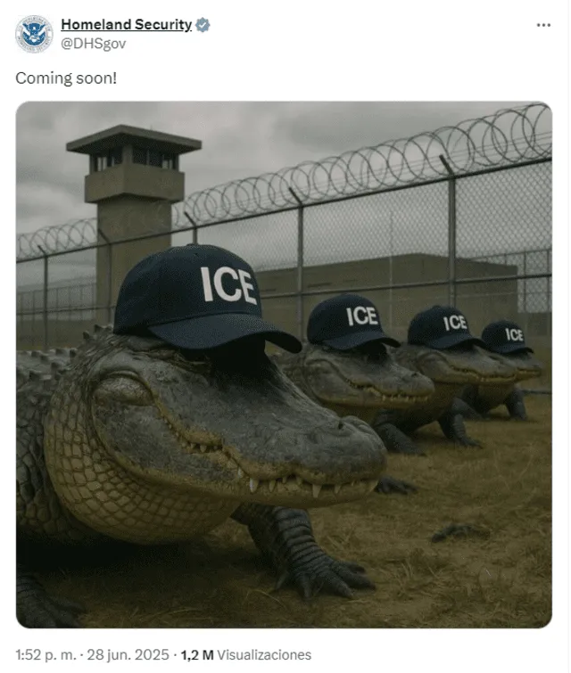 La agencia se burló de la nueva prisión para inmigrantes. Foto: X.   