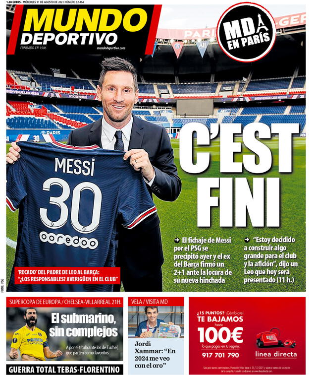 "Se acabó", así tituló Mundo Deportivo y acompañó su portada con declaraciones de Lionel Messi.