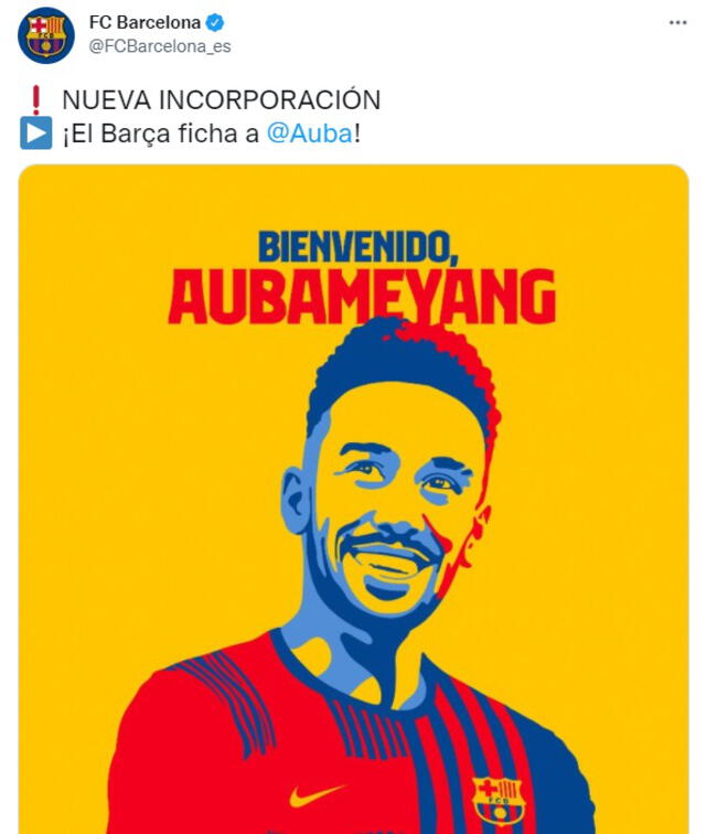 Pierre-Emerick Aubameyang jugará por las próximas tres temporadas en el club catalán. Foto: FC Barcelona