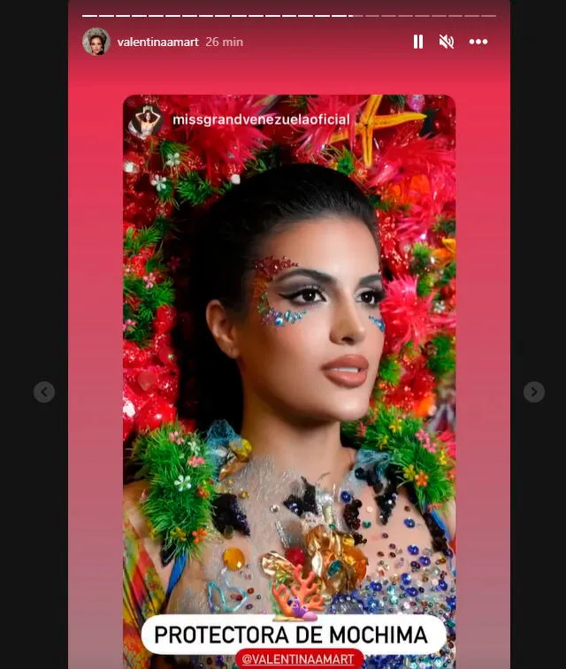 Así lució la Miss Grand Venezuela con su traje típico. Foto: Composición LR/Instagram/Valentina Martínez   