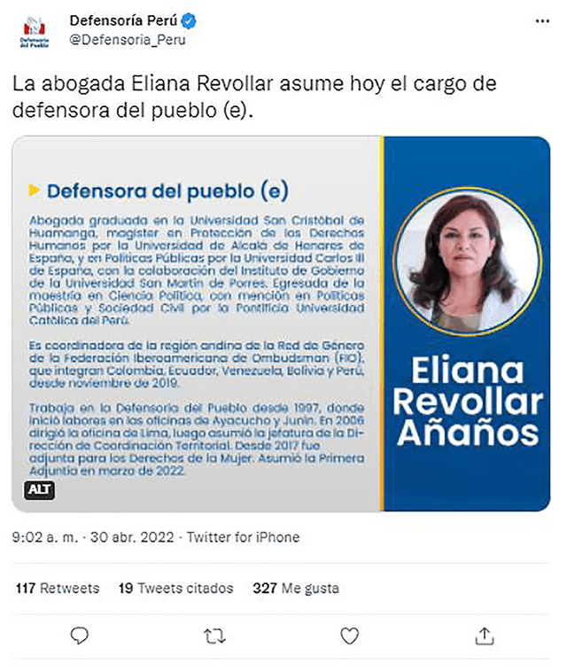 Revollar Foto: Defensoría del Pueblo/Twitter.