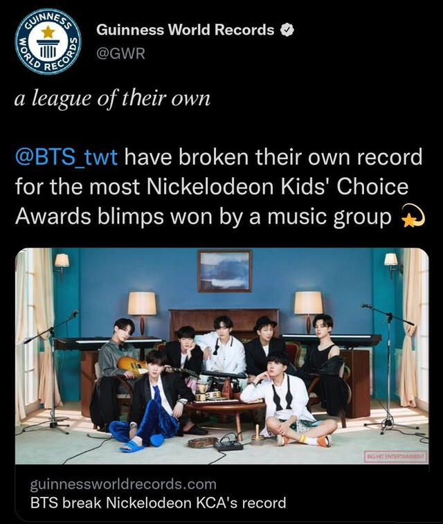 BTS récord Guinness World KCA