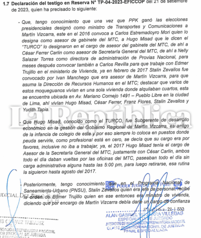  Documento del Ministerio Público. Foto: Fiscalía   