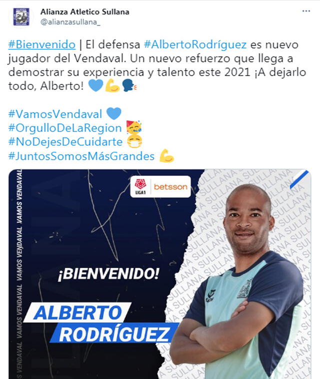 Publicación de Alianza Atlético de Sullana en Twitter.