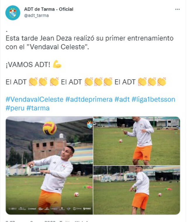En 2020, Jean Deza jugó en Alianza Lima y Deportivo Binacional.