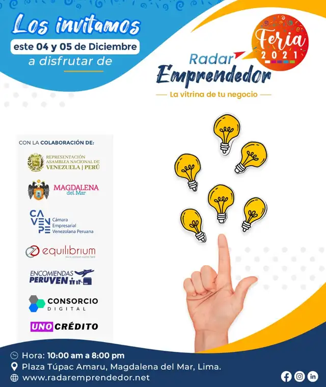 Feria Radar Emprendedor se realizará en Magdalena del Mar este 4 y 5 de diciembre de 2021. Foto: Radar Emprendedor