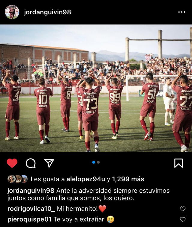 Publicación de Jordan Guivin. Foto: Jordan Guivin/Instagram