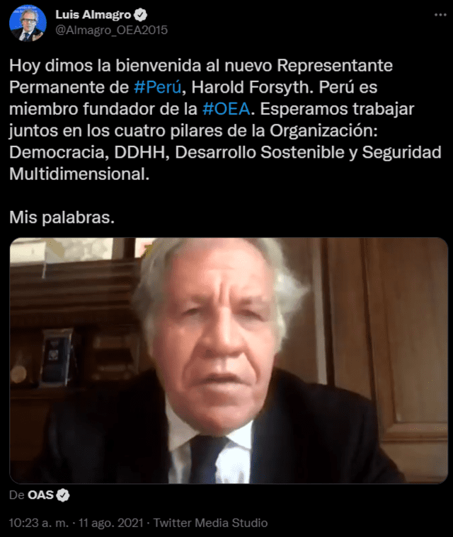 Tuit de Luis Almagro. Foto: captura