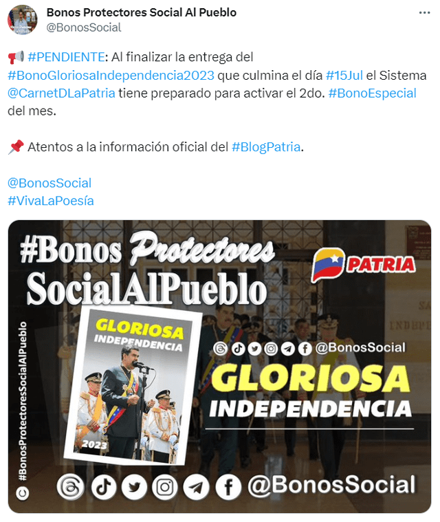 Segundo bono especial de julio 2023 