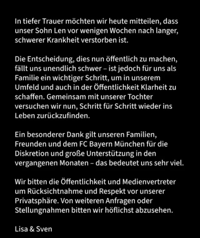 Mensaje de Sven Ulreich en su cuenta de Instagram. Foto: captura de Instagram   