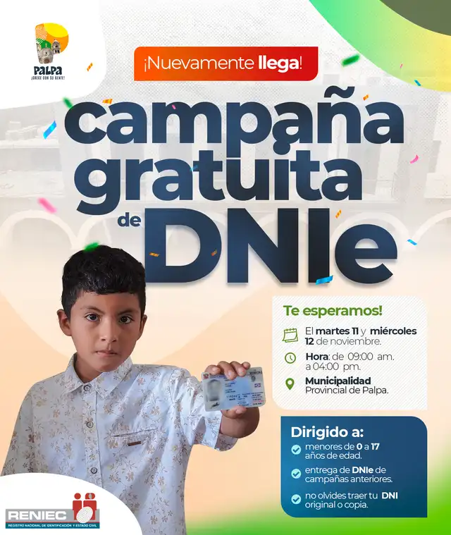 Campaña de DNIe en Palpa, Ica. Foto: Municipalidad de Palpa.   