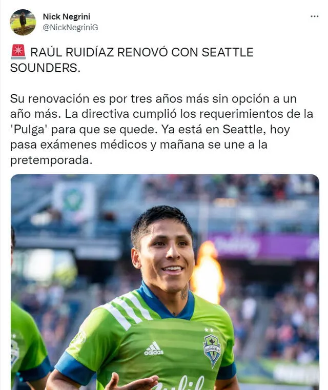 Raúl Ruidíaz llegó a Seattle Sounders en el 2018. Foto: captura Twitter