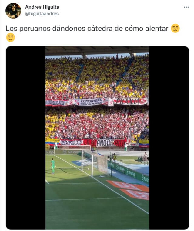 Andrés Higuita elogió la pasión de los hinchas de la selección peruana. Foto: captura de Twitter