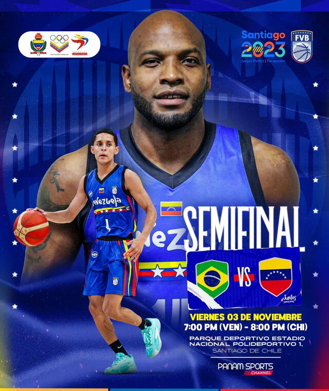 Venezuela y Brasil jugarán la semifinal de básquet en los Juegos Panamericanos 2023. Foto: Twitter/FVBbasketball  