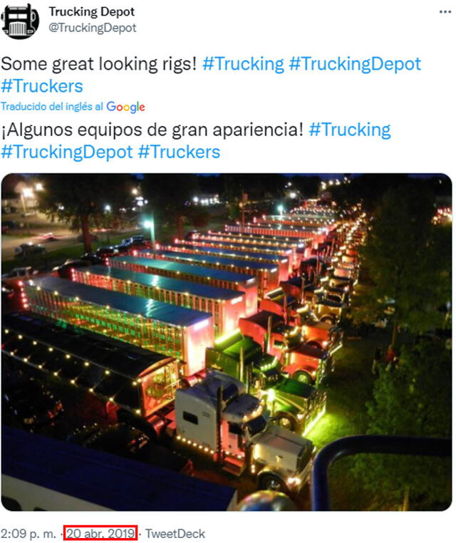 Imagen. Foto: captura en Twitter / Trucking Depot.