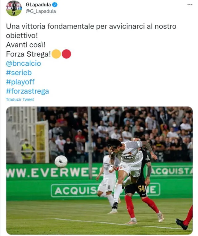 Mensaje de Gianluca Lapadula. Foto: captura de Twitter