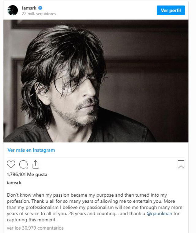 Shah Rukh Khan en Instagram