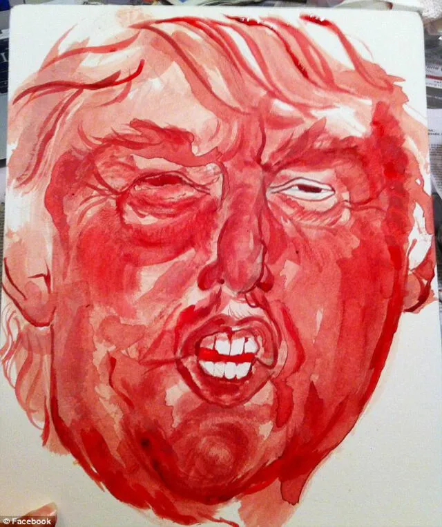 'Whatever' representa el rostro de Donald Trump con sangre y reivindicación. Foto: Sarah Levy