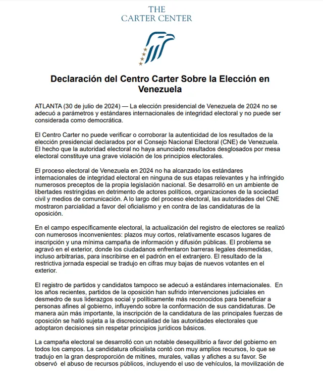 Carter Center elecciones Venezuela | Nicolás Maduro | María Corina Machado