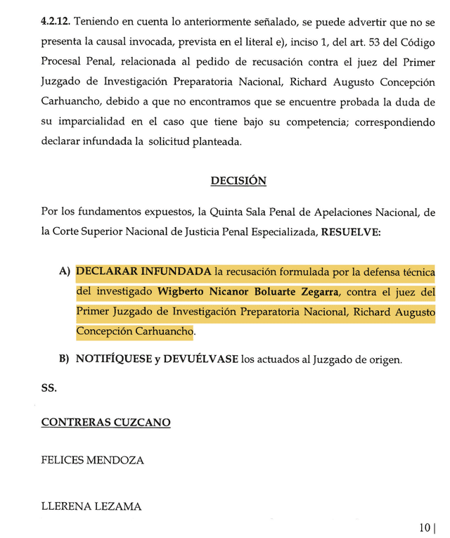 Rechazan recusación contra juez Richard Concepción Carhuancho   