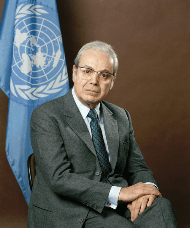 Javier Pérez de Cuéllar revitalizó la ONU como una entidad mediadora en conflictos internacionales. Foto: ONU.