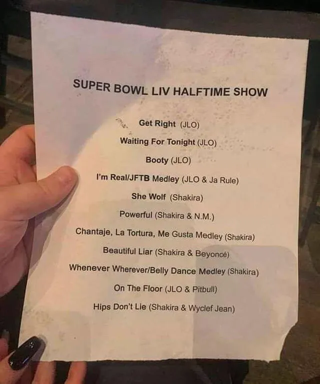 La lista de las canciones que cantarían Shakira y Jennifer Lopez en el Super Bowl.