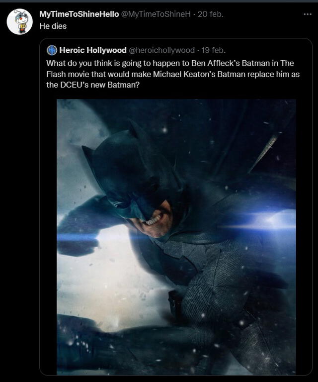 Batman de Ben Affleck moriría en The Flash: insider preocupa a fans del DCEU. Foto: captura de Twitter