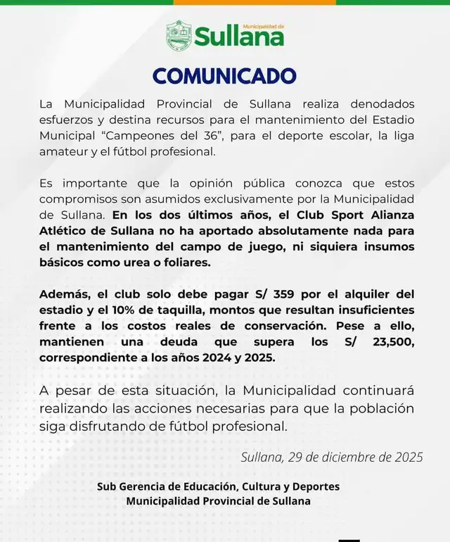 Comunicado de la MPS. Foto: vía X   
