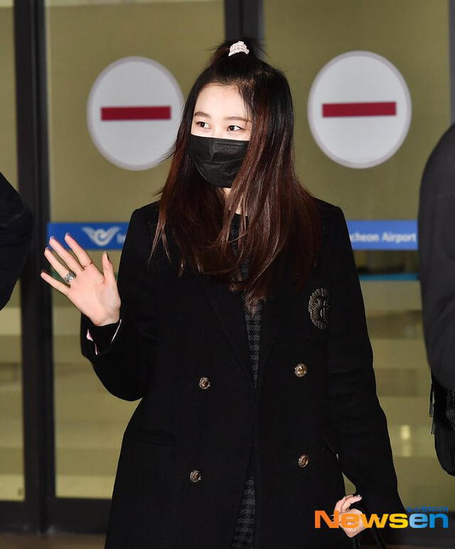 Giselle en el aeropuerto de Incheon. Foto: Newsen
