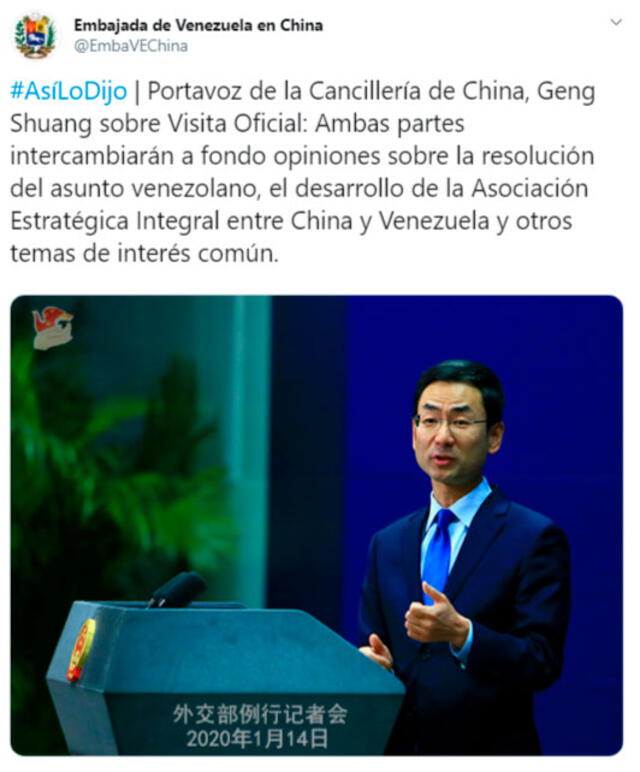 China ha ofrecido detalles al respecto, a diferencia de Venezuela. Foto: captura