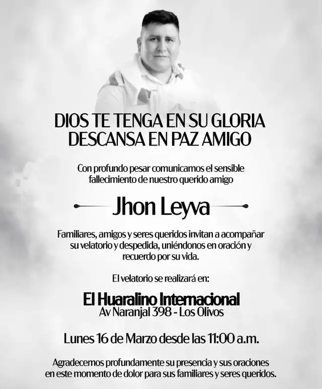 Velatorio de Jhon Leyva