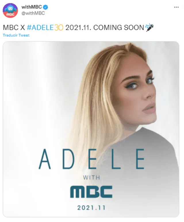 Anuncio oficial de Adele en MBC. Foto: captura/Twitter