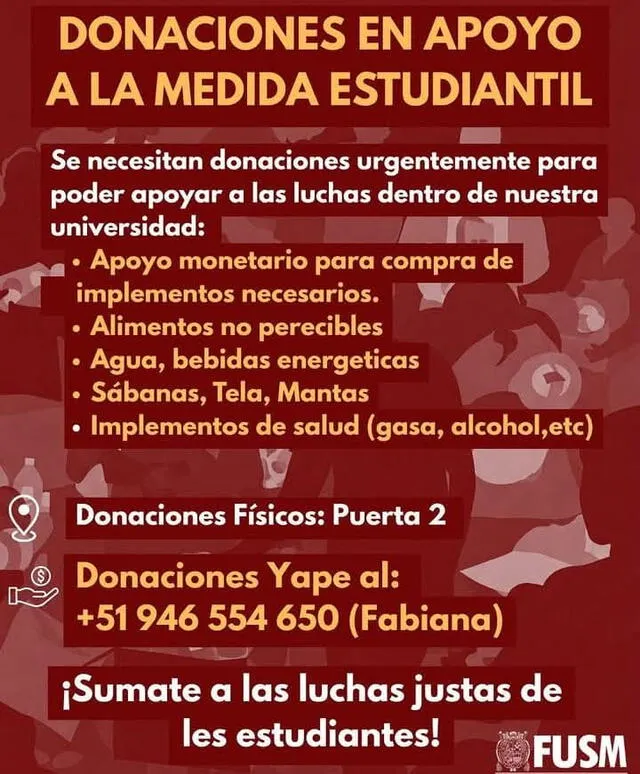 Gremio estudiantil solicita donaciones.   