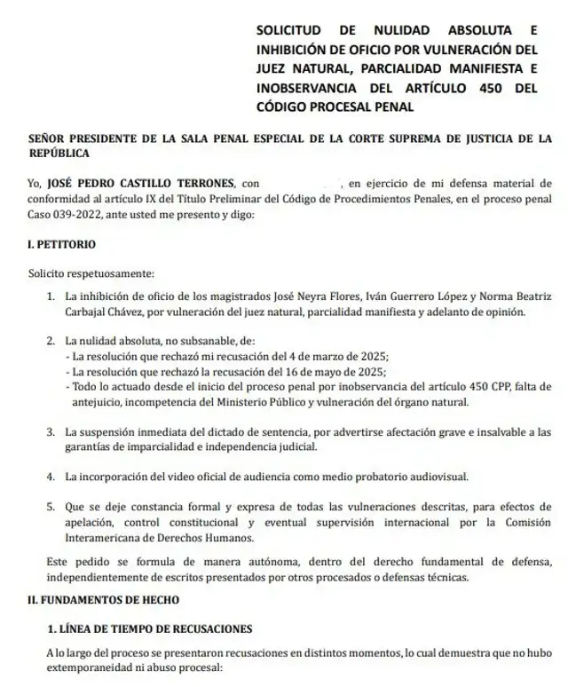 Pedido de nulidad. Pedido de nulidad.